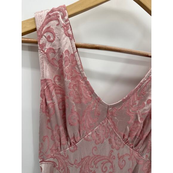 Roberta Vintage Pink Floral Paisley Velour V-Neck Maxi Dress Women's Size 0-2 - Picture 5 of 14